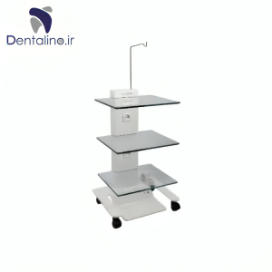سرویتور دندانپزشکی سه طبقه شیشه ای با پایه پدال دار و پایه سرم مدل GPS 3.1