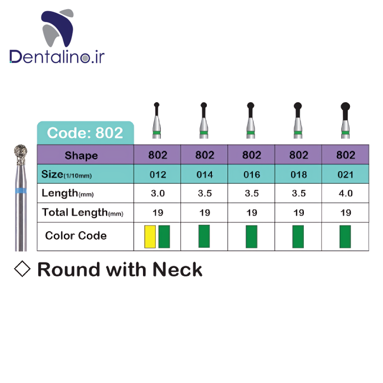 فرز الماسه توربین Round with neck لاستردنت – Lusterdent Round with neck