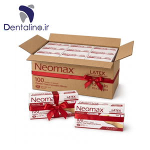 دستکش معاینه لاتکس بدون پودر 1 کارتن 10 بسته 100 عددی NEOMAX
