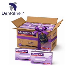 دستکش معاینه لاتکس بدون پودر 1 کارتن 10 بسته 100 عددی Shamrock
